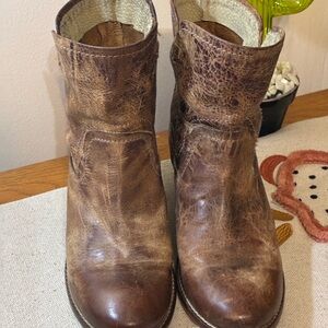 Distressed Brown Ankle Booties